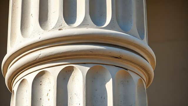 Extreme close-up detail of the base of a Greek Doric column.