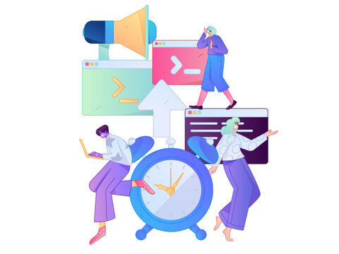 Programming teaching development flat character vector concept operation hand drawn illustration

