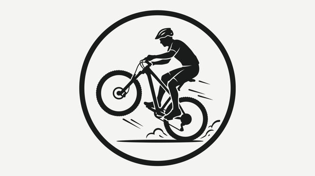 Man riding sepeda mountain bike downhill quickly in landscape scenery
