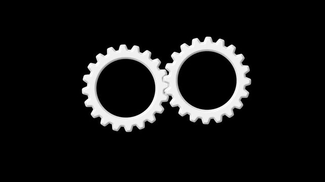 Update glowing setting icon setup animation. setting icon with spinning gears icon animated. on black background