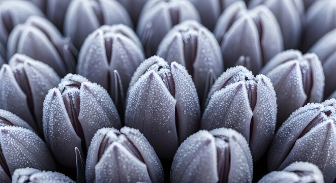 Purple flower buds with water droplets