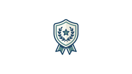 Fototapeta premium Shield emblem with star laurel wreath and award ribbons