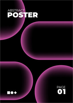 Modern abstract poster featuring flowing pink curves on a black background, suitable for digital or print design, advertising, or artistic projects.
