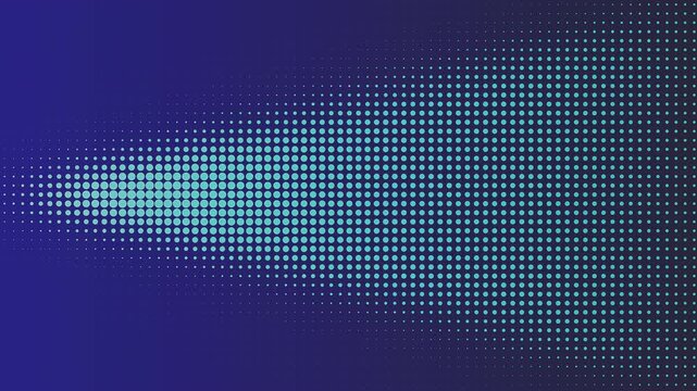Abstract digital motion background with blue glowing halftone dot pattern.
