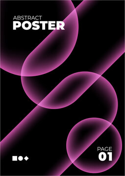 Modern abstract poster featuring flowing pink lines on a black background, suitable for wall decor, artistic displays, or digital design projects.