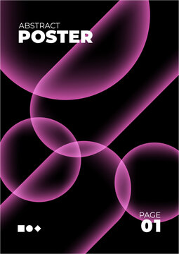 Modern abstract poster featuring flowing pink lines on a black background, suitable for wall decor, artistic displays, or digital design projects.