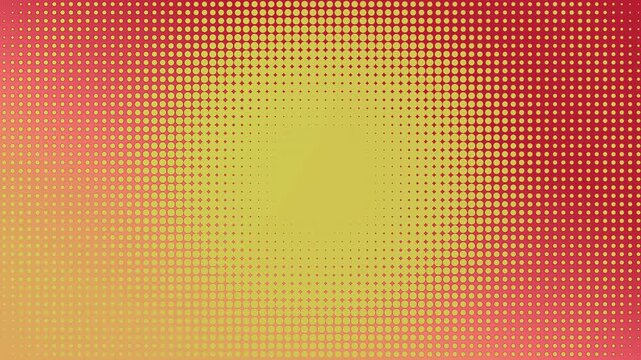 Abstract gradient background with red and yellow halftone dot pattern animation.
