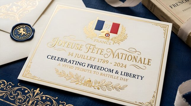 Joyeuse F&ecirc;te Nationale Announcement - Bastille Day Celebration Card