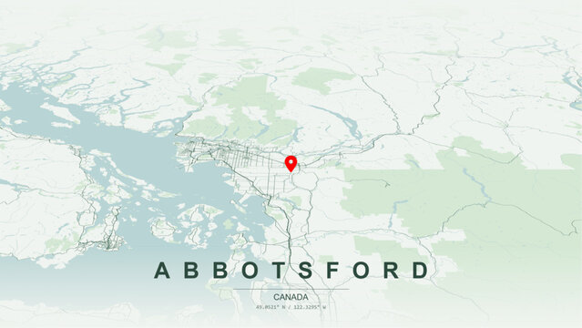 Modern minimalist vector map of Abbotsford, British Columbia, Canada. High-quality scalable illustration of Abbotsford downtown square city grid for posters design.