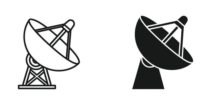 Satellite dish antenna set, linear and solid for telecommunication and space technology signal