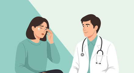 Fototapeta premium Doctor Consults With Upset Patient About Health Concerns