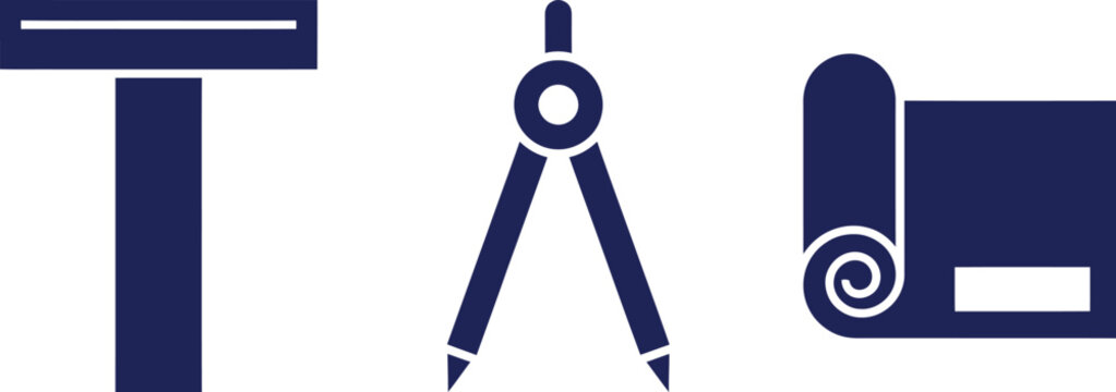 Flat design drafting tools set icon