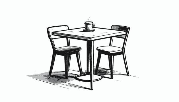 Small square table with three chairs.