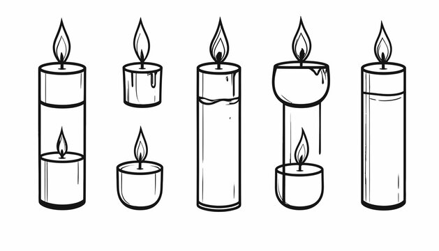Black and white illustration of candles.