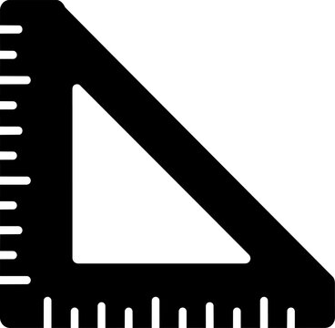 Set square measuring ruler black silhouette icon isolated on white background. Bold vector-style illustration for construction, geometry, drafting, renovation, sticker and cut file design.
