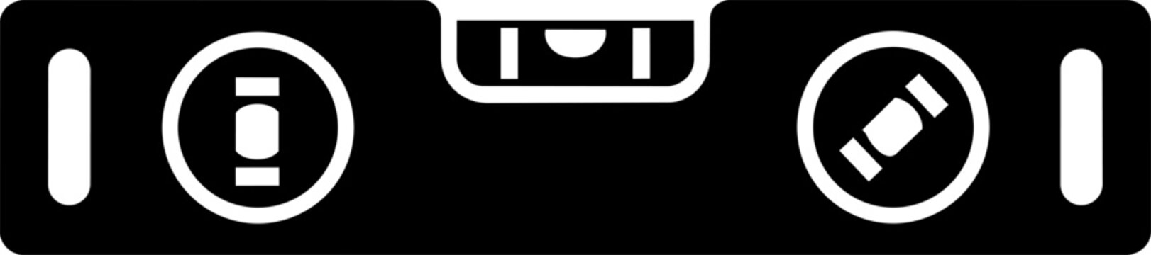 Spirit level construction tool black silhouette icon isolated on white background. Vector illustration for building, renovation, measuring, sticker, label and cut file design.