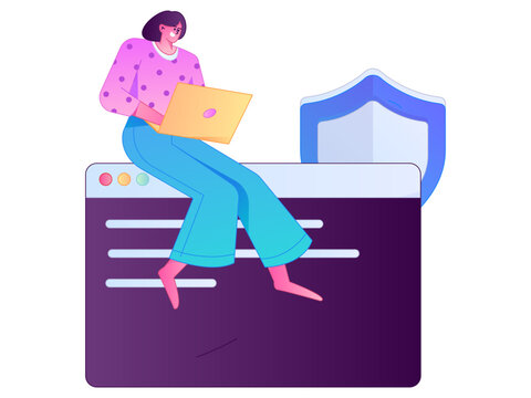 Programming teaching development flat character vector concept operation hand drawn illustration
