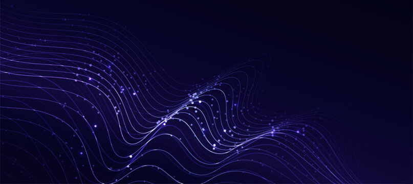 Data Visualization Abstract Wave Particles Purple Technology Banner Background