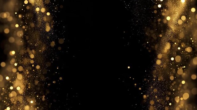 Elegant Gold Glitter Bokeh Particles on Black Background Loop 