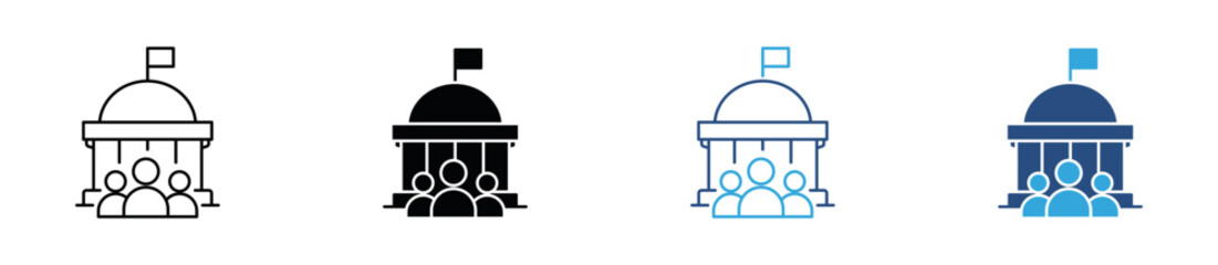 Government Building Icon Set. Public Service Institutions, Civic Administration and Official Authority Symbols. Vector Illustration. © Icon Atelier