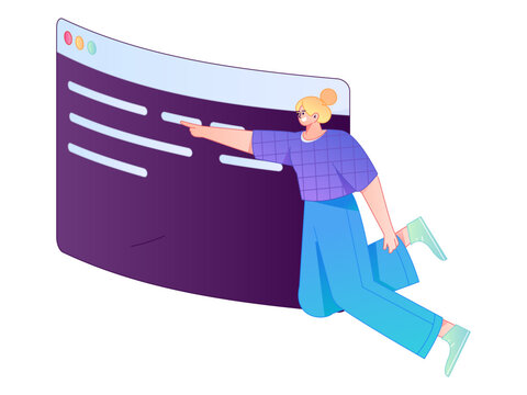 Programming teaching development flat character vector concept operation hand drawn illustration
