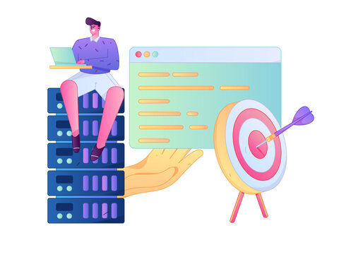 Programming teaching development flat character vector concept operation hand drawn illustration
