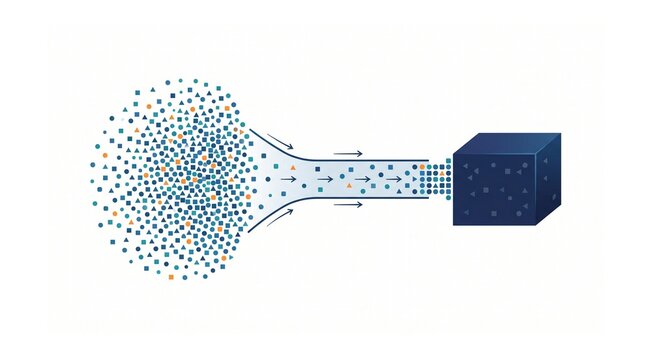 Minimalist vector infographic of bulk order processing pipeline architecture