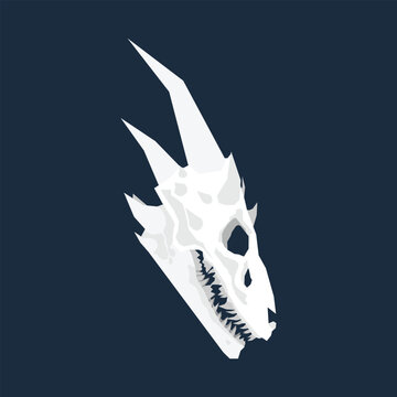 White dragon head bone background design. Skull dragon head icon pattern