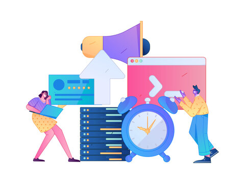 Programming teaching development flat character vector concept operation hand drawn illustration
