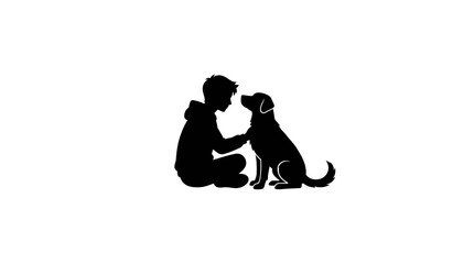 Boy and Dog Silhouette Vector Illustration © Caket
