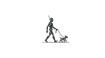 Fototapeta premium Robot Walking Robotic Dog Silhouette Vector