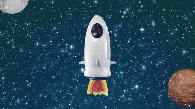 Minimal rocket launch space animation loop