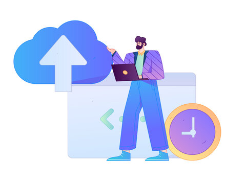 Programming teaching development flat character vector concept operation hand drawn illustration
