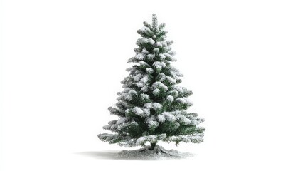 Fototapeta premium Artificial flocked christmas tree for holiday decor and winter season home decoration on white background on transparent background.