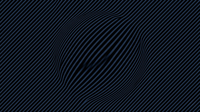 Abstract dark blue diagonal striped line pattern with central bulge