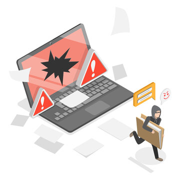 3D Isometric Flat  Illustration of Information Leak, Concept Of Data Leakage In Information Security.