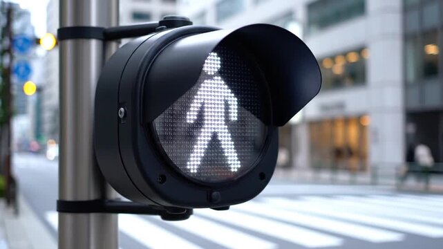 Pedestrian Crossing Signal Changing Minimal Motion Sharp Focus Shot