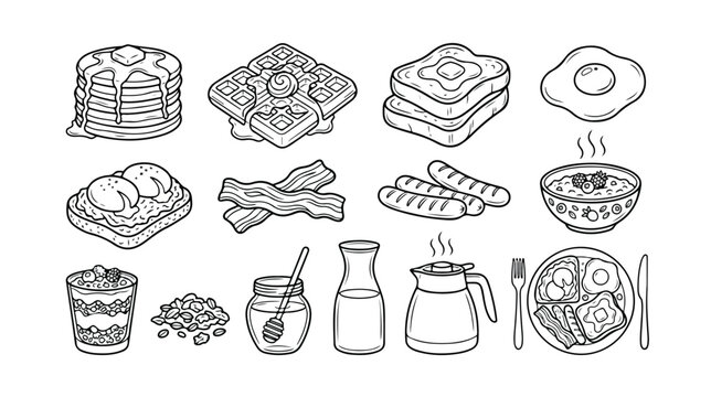 Breakfast Food Icon Set Vector