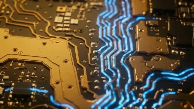 Current flow on a semiconductor circuit board (AI Generated)