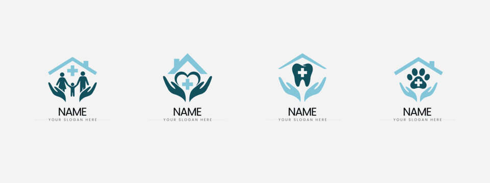 Home healthcare and veterinary logo concepts with healthcare, veterinary