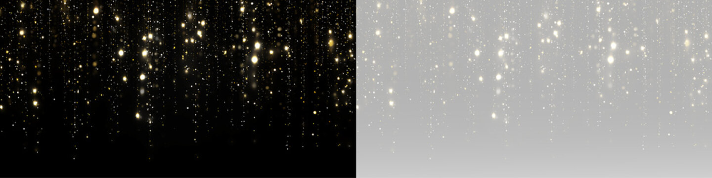 falling gold sparkles and shimmering lights creating luxury festive celebration and magical glowing effect