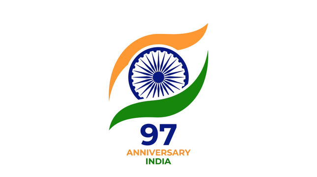 97th Anniversary Celebration of Indian Independence with Tricolor Waves and Ashoka Chakra