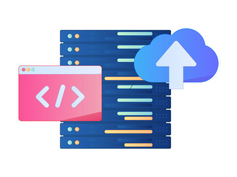 Programming teaching development flat character vector concept operation hand drawn illustration
