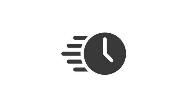 Vector graphic depicting a dynamic clock icon with speed lines, symbolizing efficiency, rapid progress, and accelerated time management in modern digital contexts