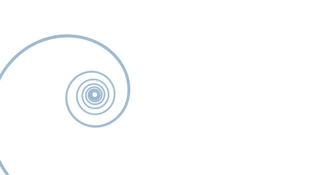 A blue spiral line forming a Fibonacci sequence on a white background, representing mathematical