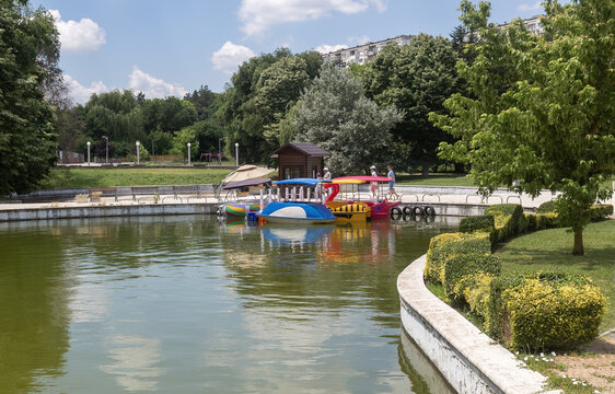 Park in Dobrich, Bulgaria, in summer
