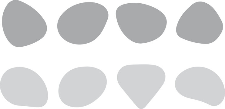 Eight abstract irregular gray shapes arranged in two parallel rows Vector, illustration