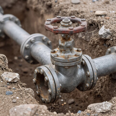 Fototapeta premium Celtic Art Gas Leak. Detailed Depiction Of A Residential Gas Pipe In A Trench