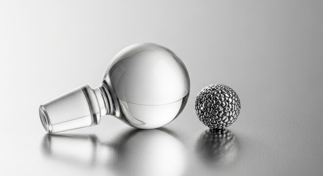 Glass stopper and metal ball.