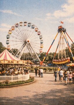 Vintage amusement park scene